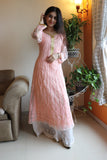 Rose pink net anarkali