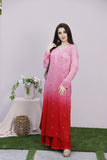 Roshni Georgette Straight Kurta Set Rose Pink With Red  Shaded