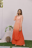 Roshni Georgette Straight Kurta Set Orange Shaded