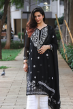 Black Chikankari Georgette Kurti Set