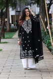 Black Chikankari Georgette Kurti Set