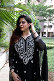 Black Chikankari Georgette Kurti Set