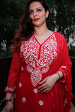 Cherry Red Georgette Kurta Set