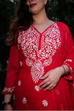 Cherry Red Georgette Kurta Set