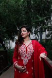 Cherry Red Georgette Kurta Set