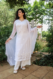 Dove White Georgette Kurti Set